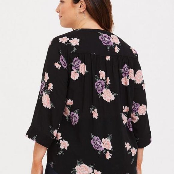 COPY - VGUC Size 1 Torrid Harper Challis Button-Up Rayon Blouse with ¾ Sleeves … - Picture 2 of 14